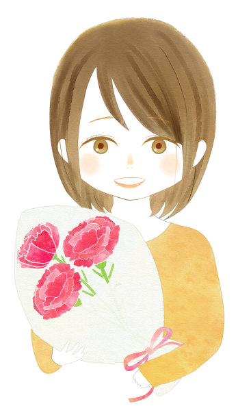女人得到花束剪贴画图片下载