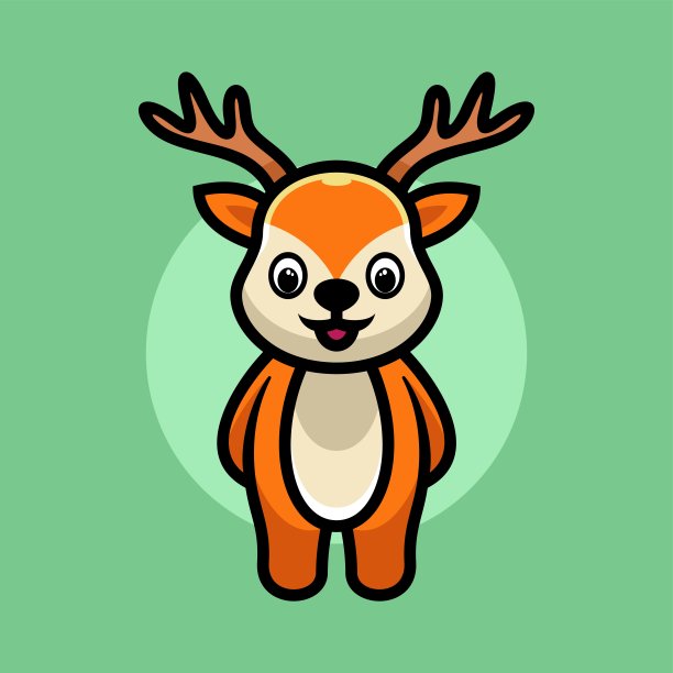 矢量插图可爱的鹿吉祥物卡通风格。图片下载