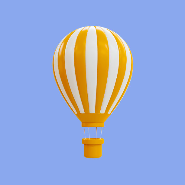 3d最小休假时间。橙色热气球以夹击路径漂浮。3 d演示。图片下载