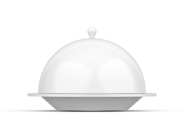 白色塑料餐厅钟盘模型孤立的白色背景，3d渲染插图图片下载