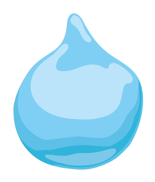 不规则形状的蓝色水滴在卡通风格的白色背景，矢量插图图片下载