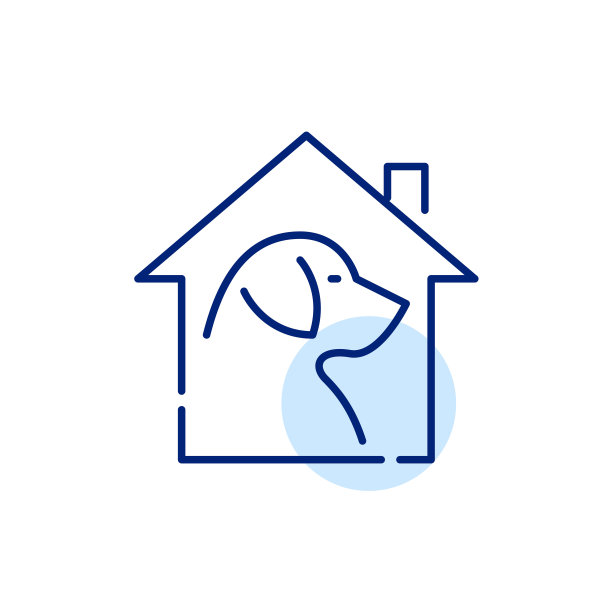 狗在房子里。动物收容所。宠物的爱和关怀。像素完美，可编辑的笔画线图标图片下载