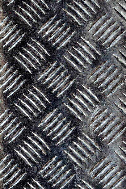 钻石板纹理，带凹槽的铁片背景，镂刻印花的金属外地板，花纹风格的钢地板背景，图片下载