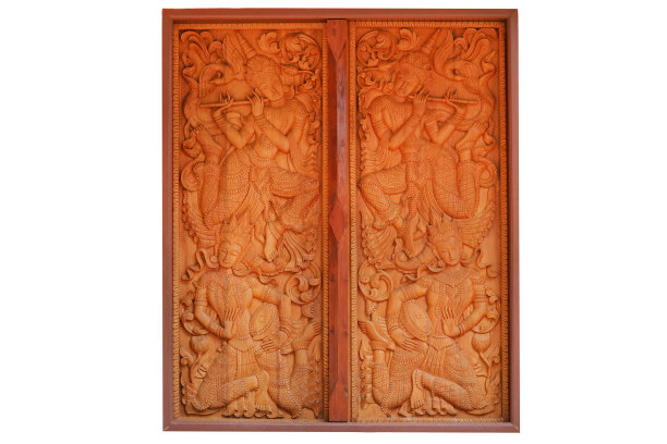 艺术天使雕刻木门用来装饰室内图片下载