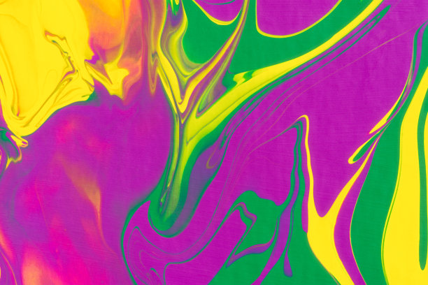 黄绿紫流体艺术，抽象创作潮流背景。图片下载