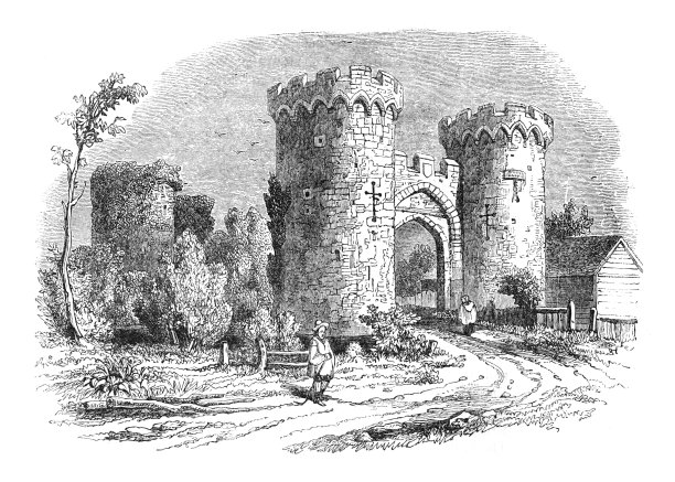 英国肯特郡的冷却城堡-复古雕刻插图图片下载