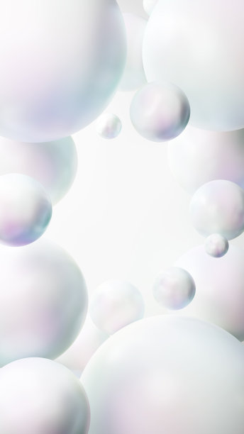3 d演示。白色背景上美丽的珍珠状多重球体。背景材料。副本的空间。(垂直)图片下载