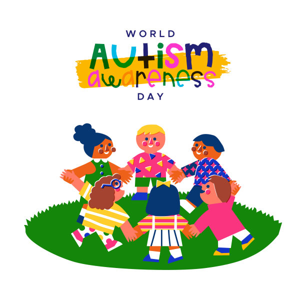 自闭症意识日儿童朋友的复古漫画图片下载