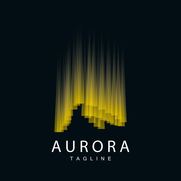 极光标志，简单的设计惊人的极光自然风景，矢量图标模板，插图图片下载