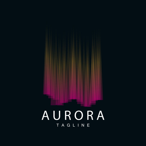 极光标志，简单的设计惊人的极光自然风景，矢量图标模板，插图图片下载