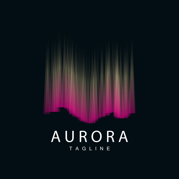 极光标志，简单的设计惊人的极光自然风景，矢量图标模板，插图图片下载