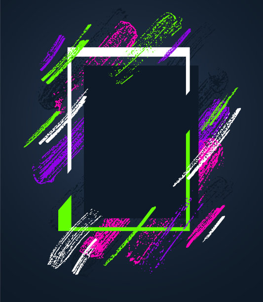 艺术几何框架与手绘笔刷图片下载