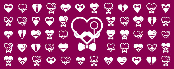 绅士心形图标或标志设置心形图片下载