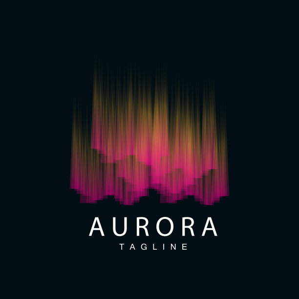 极光标志，简单的设计惊人的极光自然风景，矢量图标模板，插图图片下载