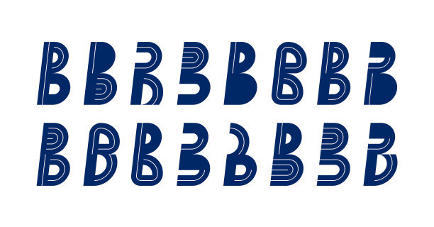 时尚复古首字母字母B logo元素集合图片下载