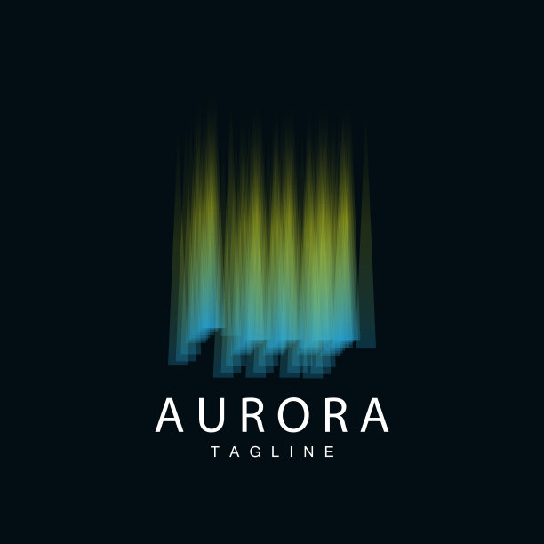 极光标志，简单的设计惊人的极光自然风景，矢量图标模板，插图图片下载