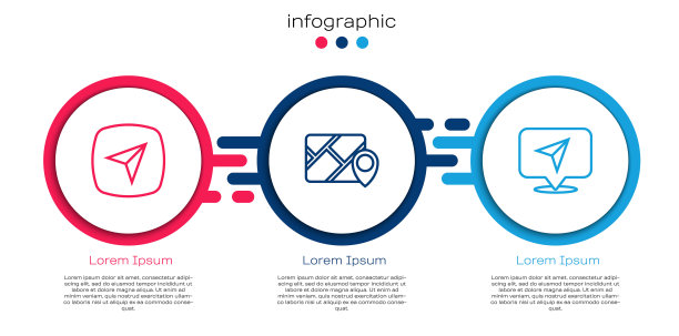 设置城市地图导航的线信息图，和。业务信息图模板。向量图片下载