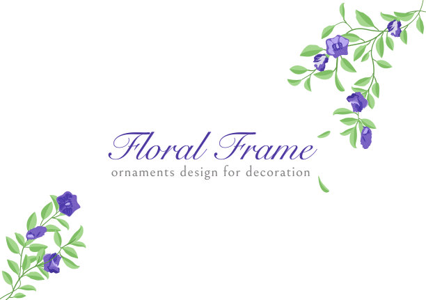 一套叶子与花卉装饰框架旗帜矢量收集图片下载