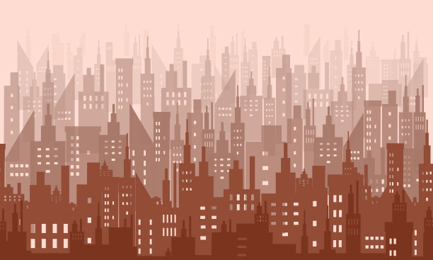 不同大小的棕色建筑连接在一起，看起来就像城市的一部分图片下载