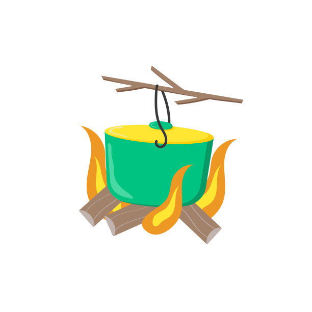 火堆上的大锅图片下载