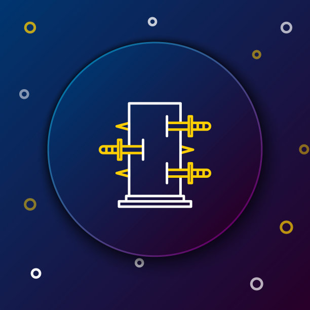 行魔术盒，树干魔术魔术图标孤立在蓝色背景。秀秀用刀，用剑刺穿箱子。彩色轮廓概念。向量图片下载