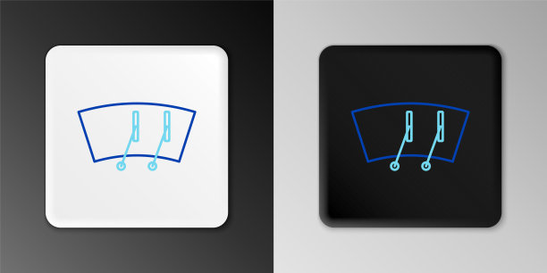 线条风挡雨刷图标隔离在灰色背景上。彩色轮廓概念。向量图片下载