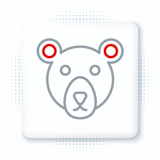 线熊头图标孤立在白色背景。彩色轮廓概念。向量图片下载