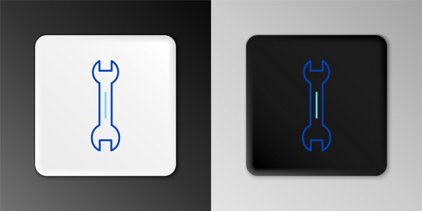 线扳手扳手图标隔离在灰色背景上。彩色轮廓概念。向量图片下载
