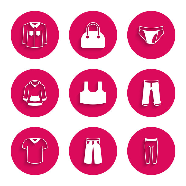 设置汗衫，裤子，打底裤，t恤，卫衣，男人内裤和衬衫图标。向量图片下载