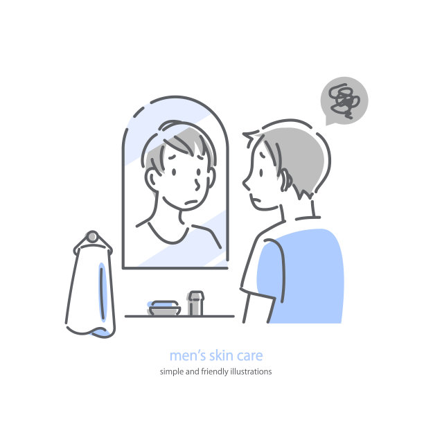 男士护肤，轮廓插画图片下载