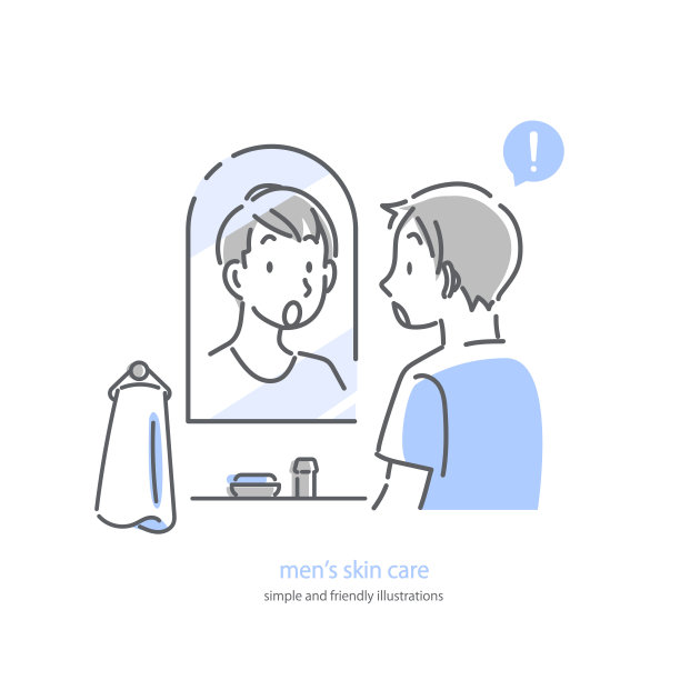 男士护肤，轮廓插画图片下载