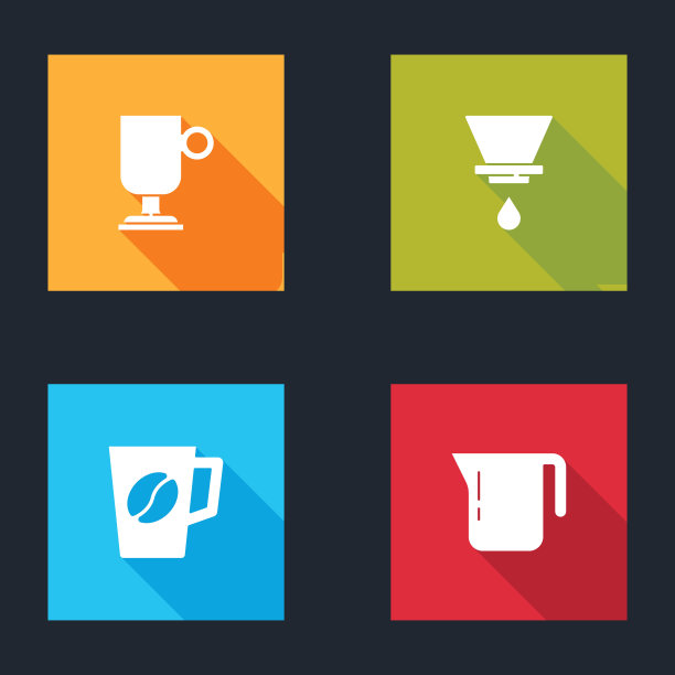 设置爱尔兰咖啡，V60咖啡机，咖啡杯和壶图标。向量图片下载