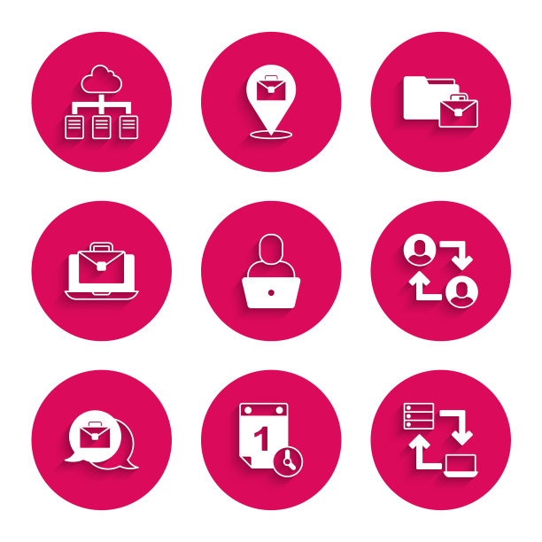 设置自由职业者，时间管理，在线工作，项目团队基地，和图标。向量图片下载