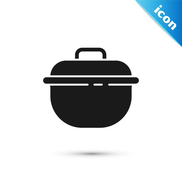 灰色烹饪锅图标孤立在白色背景。煮或炖食物的象征。向量图片下载