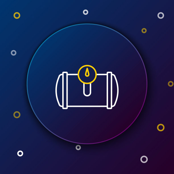 线油箱为车辆图标隔离在蓝色背景。油箱安装在汽车上。彩色轮廓概念。向量图片下载