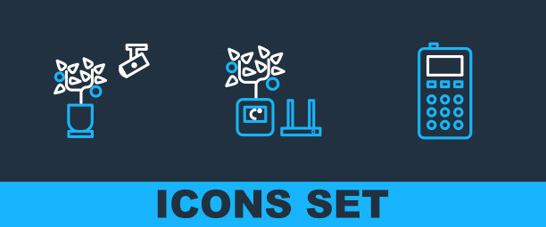 设置线上遥控，智能农业技术和图标。向量图片下载