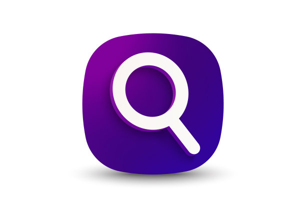 霓虹渐变按钮上的3D搜索图标。研究、放大镜和搜索符号。矢量素材图片下载