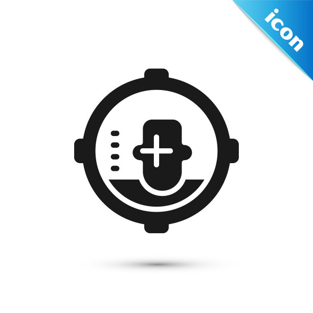 灰色头像图标孤立在白色背景。狙击手和射手是对人的头部进行射击、致命攻击、袭击和暗杀。向量图片下载