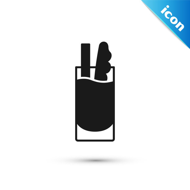 灰色鸡尾酒血腥玛丽图标孤立在白色背景。向量图片下载