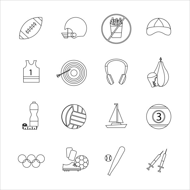 一套轮廓体育图标图片下载