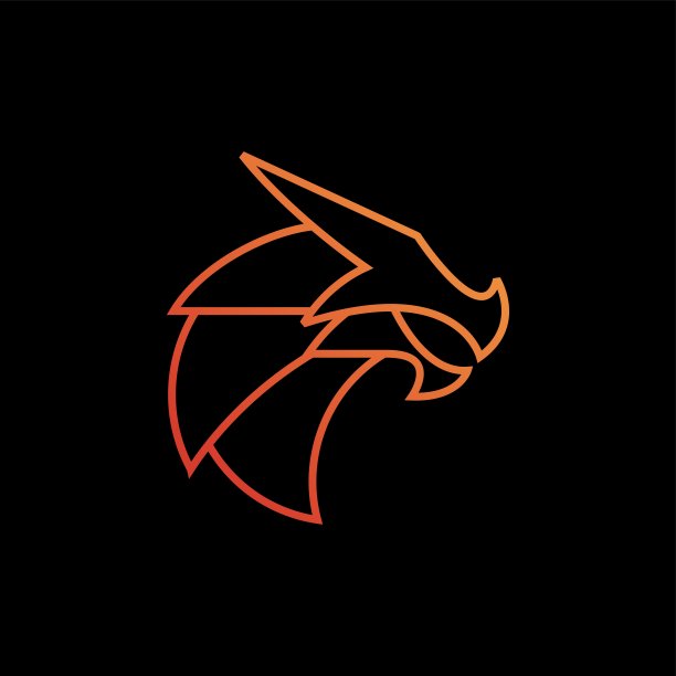 矢量插图龙渐变线艺术风格图片下载