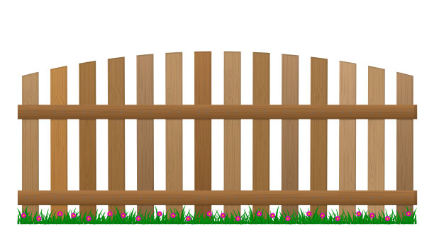 现实的木栅栏和绿草隔离。每股收益向量图片下载