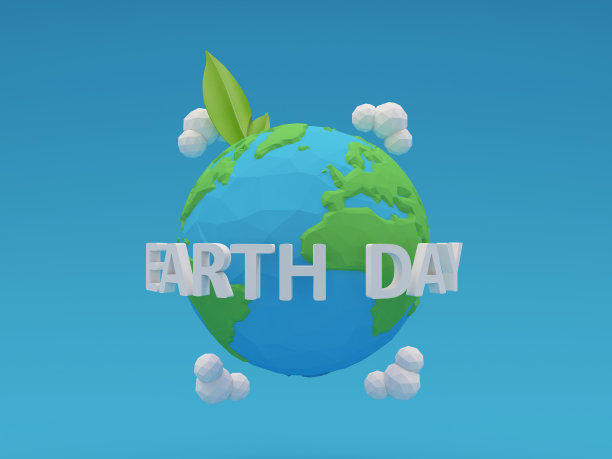 地球日的旗帜或海报概念与云在蓝天。4月22日图片下载