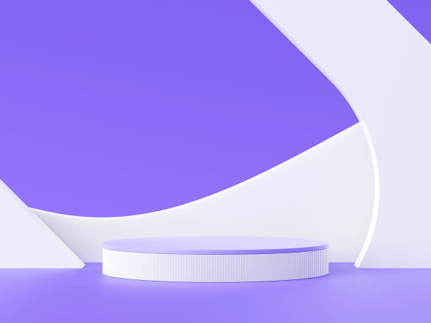 3D渲染，最小写实粉彩展示平台的产品模拟或化妆品展示在彩色粉彩工作室，圆柱体基座展示场景，几何形状背景。图片下载