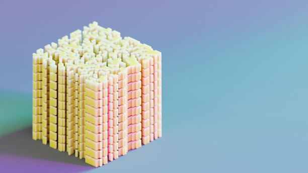 立方体的抽象三维绘制。科幻结构图片下载