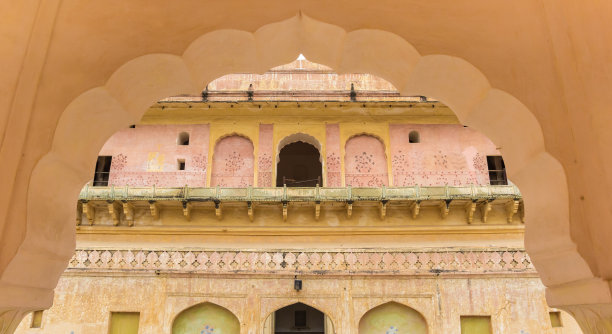 斋浦尔琥珀堡色彩缤纷的建筑图片下载