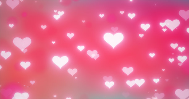 情人节，粉色背景上闪烁着温柔飞舞的爱心图片下载