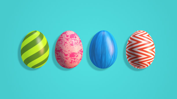 庆祝复活节，五彩缤纷的彩蛋滚来滚去图片下载