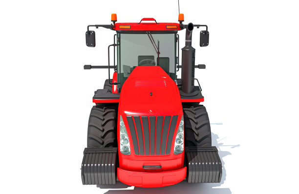 农用拖拉机在白色背景上的3D渲染图片下载
