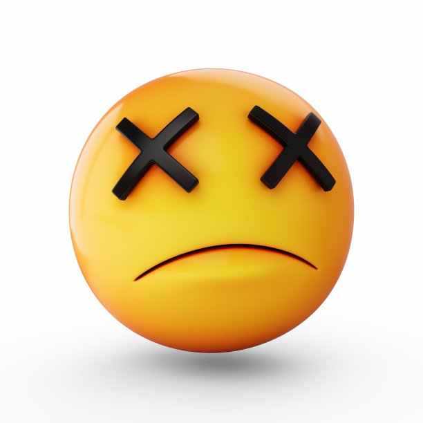 三维渲染死亡表情孤立在白色背景图片下载